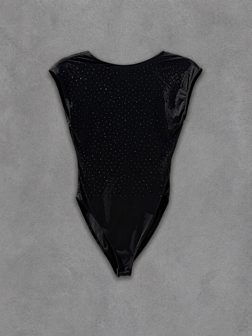 Black Rhinestone Cap Sleeve Bodysuit Size S